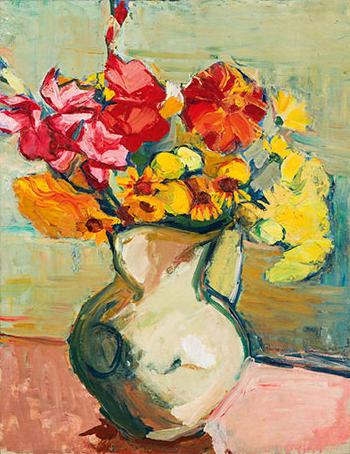 Flower bouquet in vase by 
																	Carl Unger
