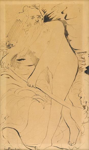 Färjkarl Charon roende över floden Styx by 
																			Ernst Josephson