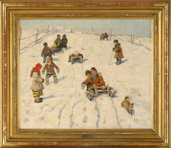 Children playing in the snow by 
																			Konstantin Semionovich Vysotsky