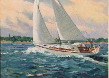 Sailing Ipswich Bay by 
																			Frederick Kubitz