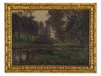 Forested Riverside by 
																			Adolf Lins