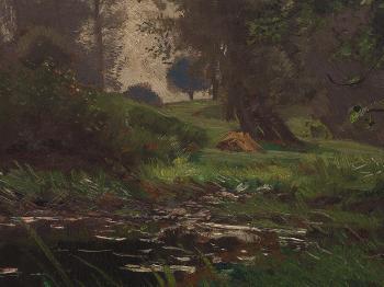 Forested Riverside by 
																			Adolf Lins