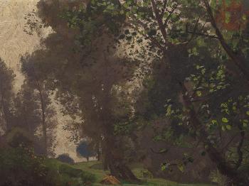 Forested Riverside by 
																			Adolf Lins