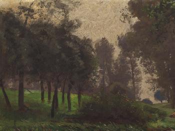 Forested Riverside by 
																			Adolf Lins