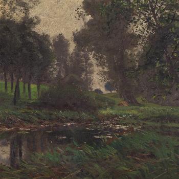 Forested Riverside by 
																			Adolf Lins