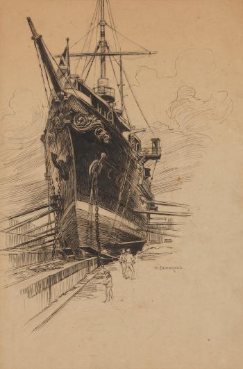 Ship in the Dock by 
																	Nicolai Samokich