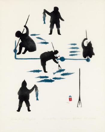 Eskimos Fishing Through the Ice by 
																	 Niviaksiak