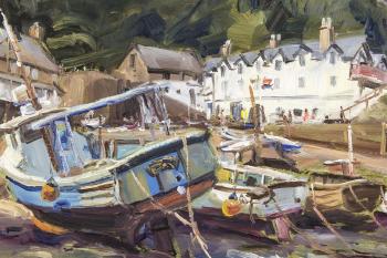 String of small boats, Clovelly, Devon by 
																			Daniel J Izzard