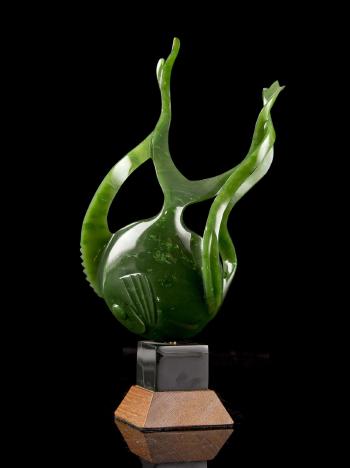 Jade carving of a fish by 
																			Lyle Sopel