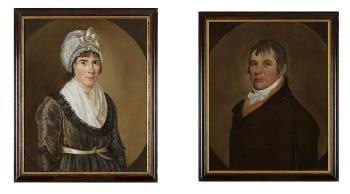 Pair of portraits: A lady and a gentleman by 
																			William Jennys
