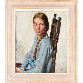 Portrait of the Artist's daughter by 
																			Ernest Stephen Lumsden