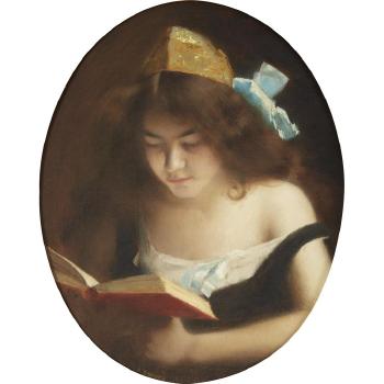 Girl reading by 
																	Marie Augustin Zwiller