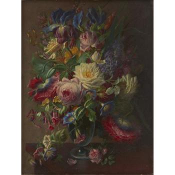 Still life of mixed flowers by 
																	 D R Fay