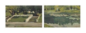 Study of water lilies; and Study of garden steps by 
																	Ivan Leondovich Kalmykoff