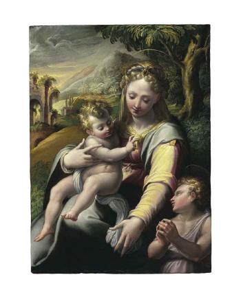 The Madonna and Child with Saint John the Baptist by 
																	Girolamo Macchietti