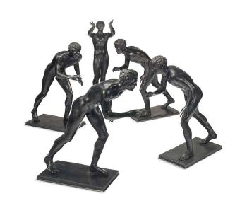 A Group of Patinated Bronze Figures of Fanciullo Orante and Discobolo by 
																	 Chiurazzi Foundry