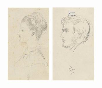 Portrait Studies Of George And Effie Millais, Bust Length by 
																	John Everett Millais