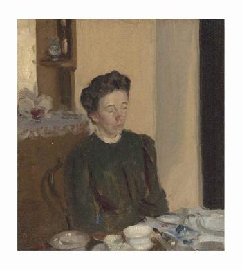 Lady Seated At a Table by 
																	Harold Gilman