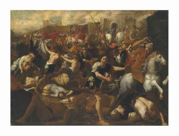 The Battle Between The Israelites And The Amalekites Overlooked By Moses by 
																	Aniello Falcone