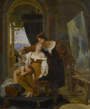 A painter and his muse by 
																	Auguste Jean Baptiste Vinchon