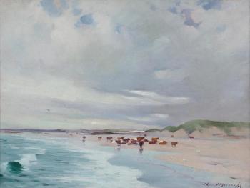 Cattle on the Shore, possibly Tiree by 
																	Robert Russell MacNee