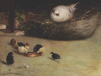 Chioccia con pulcini by 
																			Luigi Nono