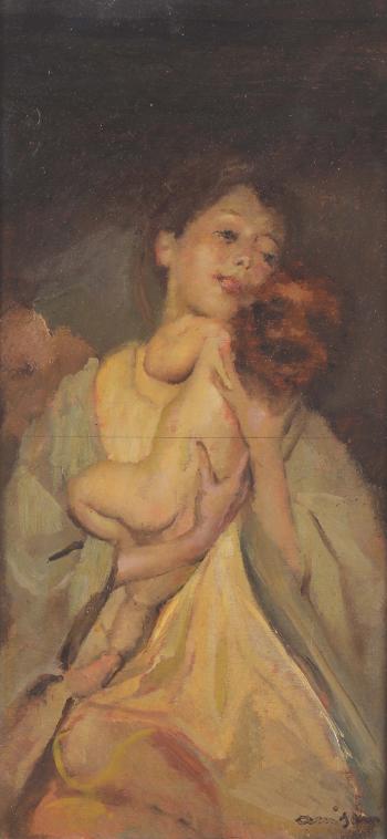 Donna con bambino by 
																			Giuseppe Amisani