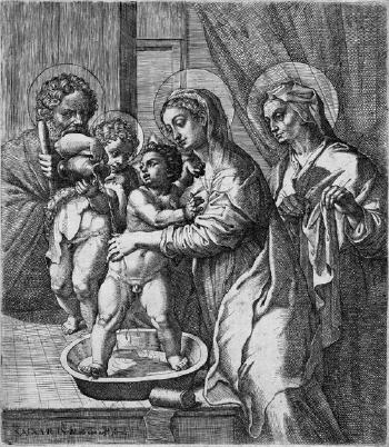 Die Jungfrau Maria, den Jesusknaben waschend by 
																	Pietro Facchetti