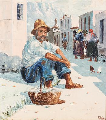 Seated Fisherman by 
																	Adelio Zeelie