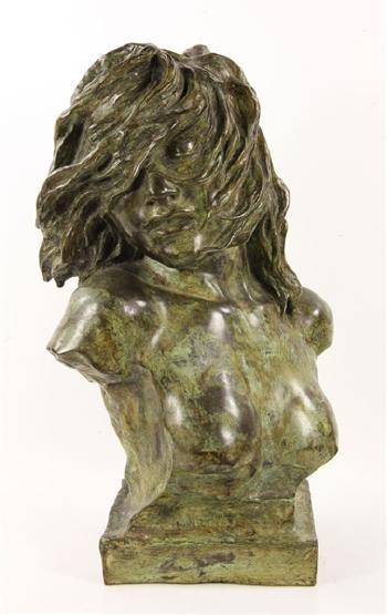 Art Deco bust of a woman by 
																			Vincenzo Cinque