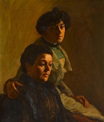 Mary Ellen O'donohue, Mother of the Artist, and Her Daughter, Mary Josephine Fenning by 
																			Francis J O'Donohoe