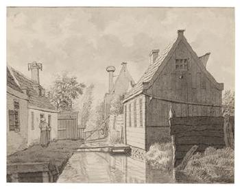 Dutch houses in a Gracht (town canal) by 
																	Cornelis Pronk