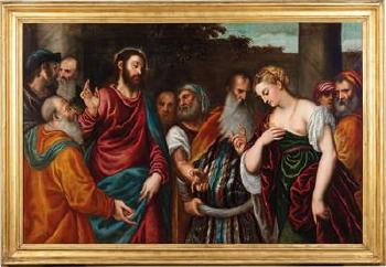 Christ and the Adulteress by 
																			Polidoro Lanciani
