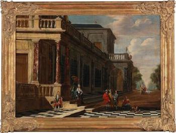 An elegant party in front of a palace by 
																			Jakob Ferdinand Saeys