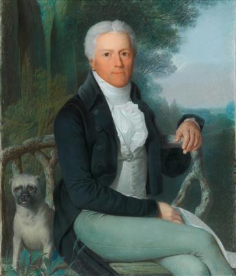 Portrait of the Prussian statesman Prince Karl August von Hardenberg in the park of his country estate at Tempelhof near Berlin (1750–1822) by 
																			Daniel Caffe