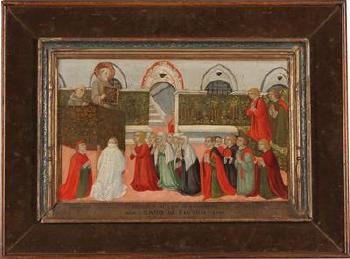 The Preaching of Saint Bernardino by 
																			 Sano di Pietro