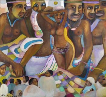 Figures with children by 
																			Jak Katarikawe