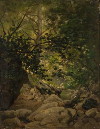 Forest landscape by 
																			Gustave Cesaire Garaud