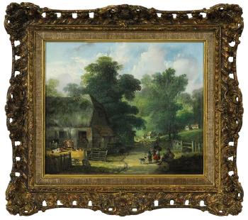 A New Forest Village Scene by 
																			Henry Shayer