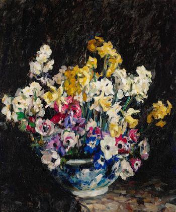 Still life with narcissus and anemone by 
																	Euphemia Charlton Fortune