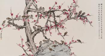 Plum Blossom and Sparrows by 
																	 Fan Chang Tien