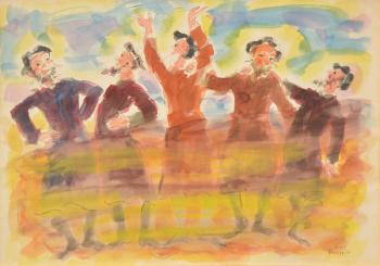 Untitled - Five Jewish Men Celebrating by 
																			Moshe Raviv Vorobeichic