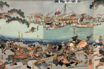 Battle Of Ichinotani by 
																			 Kuniyoshi