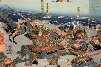 Battle Of Ichinotani by 
																			 Kuniyoshi