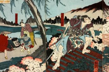 Kesa Gozen, Endô Musha Moritô and Watanabe Wataru by 
																			 Kuniyoshi