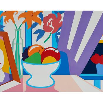 Still life with lillies and mixed fruit by 
																			Janine Wesselmann