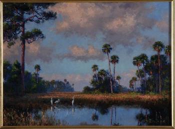 Florida Marsh Scene With Cranes by 
																			Albert Backus