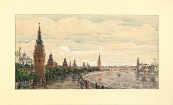 View of the Kremlin from the Moscow River by 
																			Boris Fedorovitch Rybchenkov