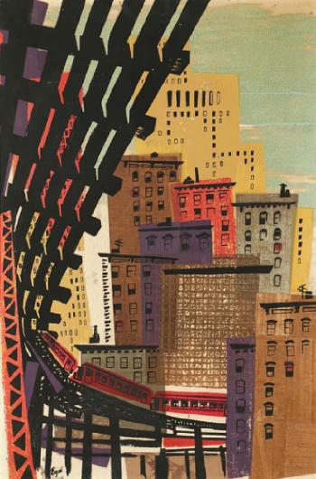 The Elevated Train in the City by 
																			Ruth Egri