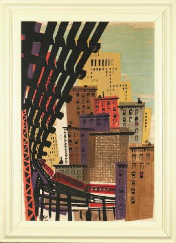 The Elevated Train in the City by 
																			Ruth Egri